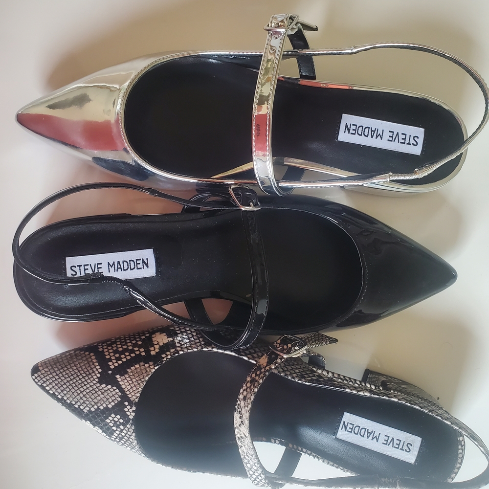 Steve Madden Black and Silver Heels with Modern Accents